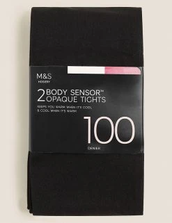 M&S Collection 2pk 100 Denier Body Sensor™ Opaque Tights