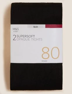 M&S Collection 2pk 80 Denier Supersoft Opaque Tights