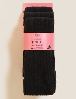 M&S Collection 3pk Of Cable Knit Tights