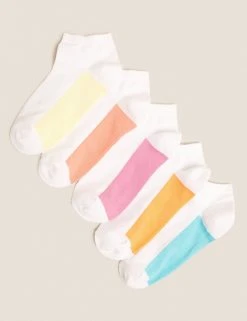 M&S Collection Socks & Tights 5pk Cotton Rich Trainer Liners
