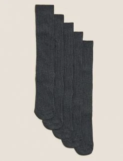 M&S Collection 5 Pack Of Long Ribbed School Socks