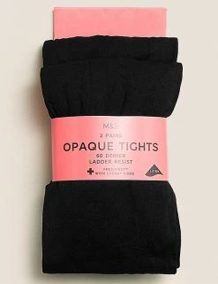 M&S Collection Socks & Tights 2pk Of 60 Denier Tights