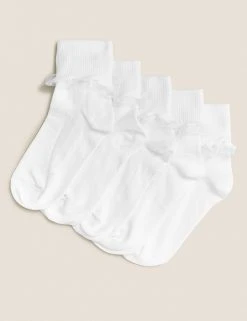 M&S Collection 5pk Of Frill Ankle Socks