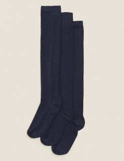 M&S Collection Socks & Tights 3pk Cotton Rich Over The Knee Socks -SCHOOL UNIFORM Sales SD 04 T64 8001S F0 X EC 0