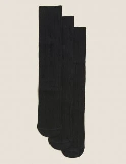 M&S Collection 3pk Of Cable Knee High Socks