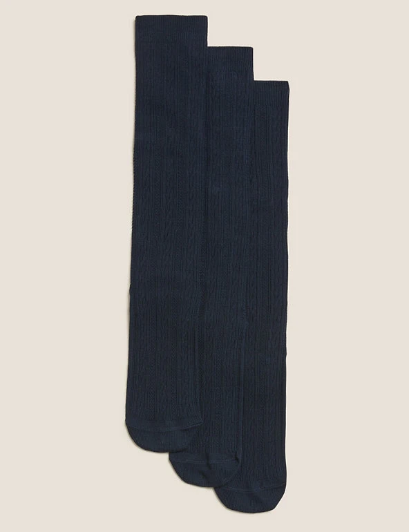 M&S Collection Socks & Tights 3pk Of Cable Knee High Socks 3 M&S Collection Socks & Tights 3pk Of Cable Knee High Socks