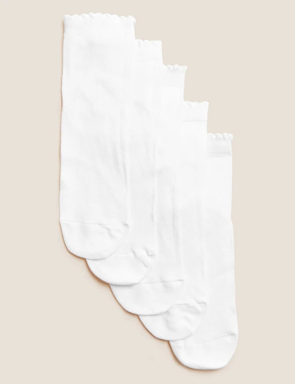 M&S Collection Socks & Tights 5pk Of Short Picot Socks 3 M&S Collection Socks & Tights 5pk Of Short Picot Socks