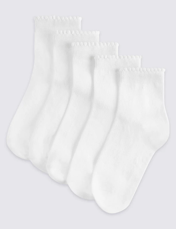 M&S Collection Socks & Tights 5pk Of Short Picot Socks 4 M&S Collection Socks & Tights 5pk Of Short Picot Socks - Image 2