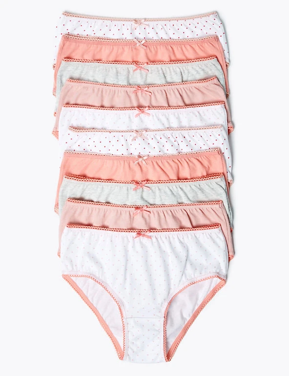 M&S Collection Underwear 10pk Pure Cotton Spotted Knickers (2-16 Yrs) 4 M&S Collection Underwear 10pk Pure Cotton Spotted Knickers (2-16 Yrs) - Image 2