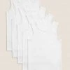 M&S Collection Underwear 5pk Pure Cotton Vests (2-16 Yrs) -SCHOOL UNIFORM Sales SD 04 T71 1208V Z0 X EC 0