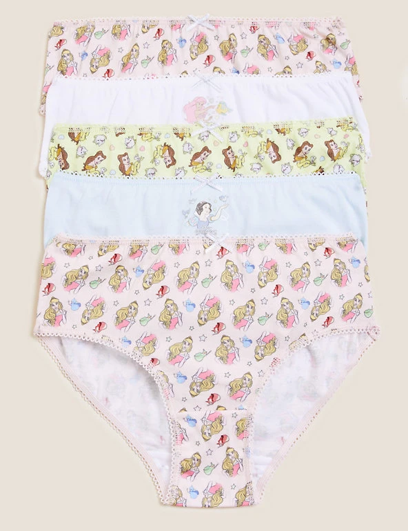 M&S Collection Underwear 5pk Pure Cotton Disney Princess™ Knickers (2-12 Yrs) 3 M&S Collection Underwear 5pk Pure Cotton Disney Princess™ Knickers (2-12 Yrs)
