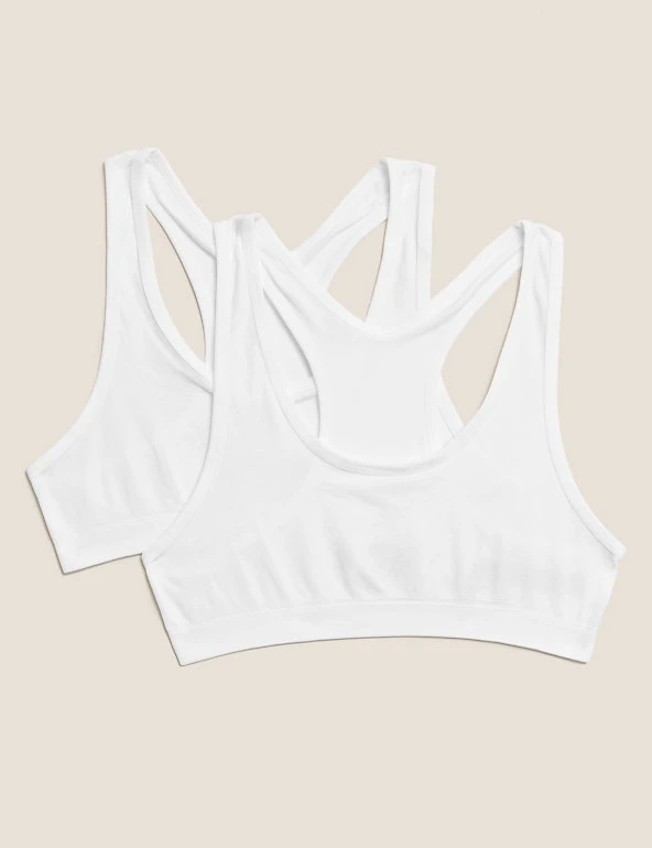 M&S Collection Underwear 2pk Seamfree Crop Tops (9-16 Yrs) 3 M&S Collection Underwear 2pk Seamfree Crop Tops (9-16 Yrs)