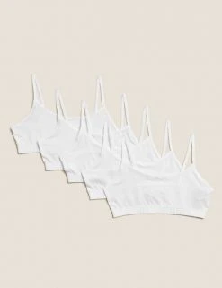 M&S Collection Underwear 5 Pack Cotton Rich Crop Tops (6-16 Yrs)