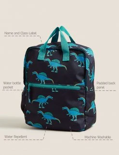 M&S Collection Accessories Kids’ Dinosaur Water Repellent Nursery Backpack -SCHOOL UNIFORM Sales SD 04 T72 6053J F0 X EC 90