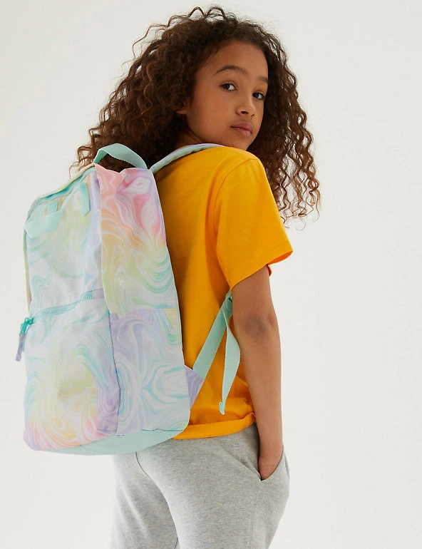 M&S Collection Accessories Kids' Water Repellent Marble Print School Backpack 8 M&S Collection Accessories Kids' Water Repellent Marble Print School Backpack - Image 6