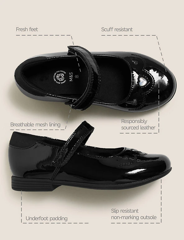M&S Collection Kids' Leather Riptape School Shoes (8 Small - 1 Large) 4 M&S Collection Kids' Leather Riptape School Shoes (8 Small - 1 Large) - Image 2