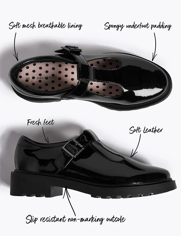 M&S Collection Kids’ Leather T-Bar School Shoes (13 Small - 7 Large) 4 M&S Collection Kids’ Leather T-Bar School Shoes (13 Small - 7 Large) - Image 2