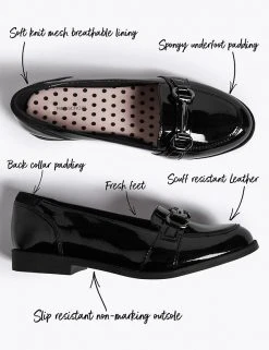 M&S Collection Shoes Kids Patent Leather Slip On Loafers (13 Small - 7 Large) -SCHOOL UNIFORM Sales SD 04 T72 8751B Y0 X EC 90