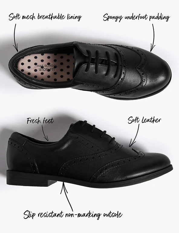 M&S Collection Kids’ Leather Lace-up Brogues School Shoes (13 Small - 7 Large) 4 M&S Collection Kids’ Leather Lace-up Brogues School Shoes (13 Small - 7 Large) - Image 2