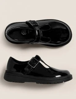 M&S Collection Kids' Leather Riptape T Bar School Shoes (8 Small - 1 Large) -SCHOOL UNIFORM Sales SD 04 T72 8786B Y0 X EC 1