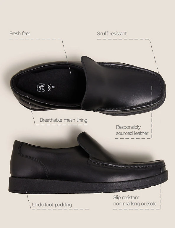 M&S Collection Kids' Leather Slip-on Loafer School Shoes (13 Small - 9 Large) 4 M&S Collection Kids' Leather Slip-on Loafer School Shoes (13 Small - 9 Large) - Image 2