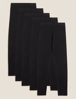 M&S Collection 5pk Cotton Rich Leggings With Stretch (6-16 Yrs) -SCHOOL UNIFORM Sales SD 04 T74 3128E Y0 X EC 90