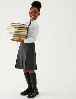 M&S Collection Skirts Girls' Plus Fit Permanent Pleats School Skirt (2-18 Yrs)