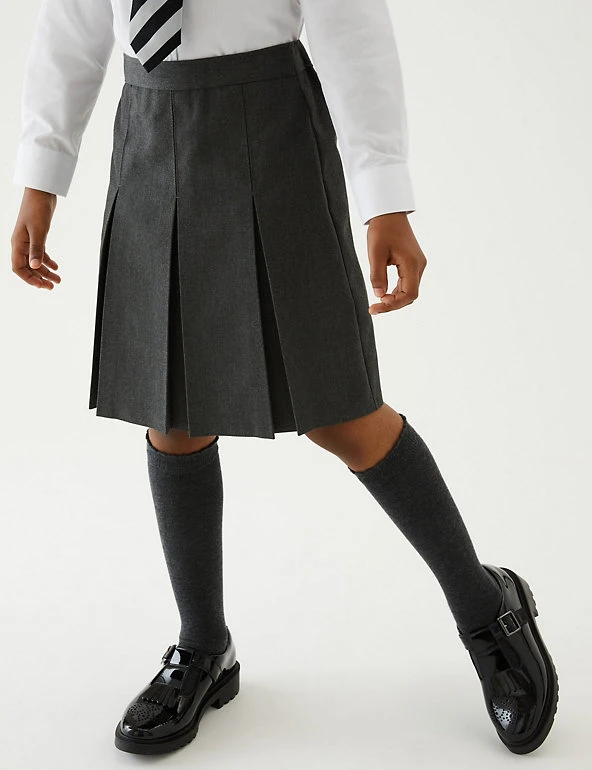 M&S Collection Skirts Girls' Plus Fit Permanent Pleats School Skirt (2-18 Yrs) 5 M&S Collection Skirts Girls' Plus Fit Permanent Pleats School Skirt (2-18 Yrs) - Image 3