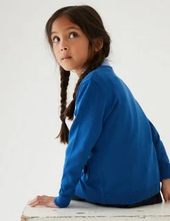 M&S Collection Cardigans Girls’ Pure Cotton Bow Pocket School Cardigan (3-18 Yrs) -SCHOOL UNIFORM Sales SD 04 T76 1373 E0 X EC 2