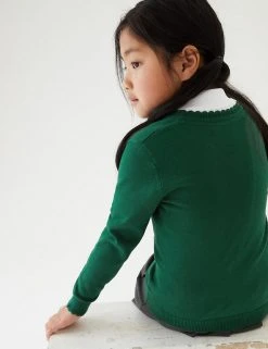 M&S Collection Cardigans Girls’ Pure Cotton Bow Pocket School Cardigan (3-18 Yrs) -SCHOOL UNIFORM Sales SD 04 T76 1373 J0 X EC 2