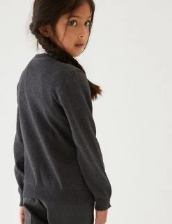 M&S Collection Cardigans Girls’ Pure Cotton Bow Pocket School Cardigan (3-18 Yrs) -SCHOOL UNIFORM Sales SD 04 T76 1373 T0 X EC 2