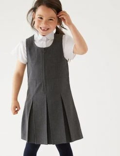 M&S Collection Dresses Girls' Plus Fit Pleated School Pinafore (2-12 Yrs)