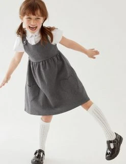 M&S Collection Dresses School Girls' Cotton Pinafore (2-12 Yrs)