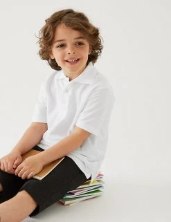 M&S Collection Polo-shirts 2pk Boys' Stain Resist School Polo Shirts (2-16 Yrs)