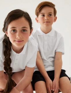 M&S Collection Polo-shirts 2pk Unisex Easy Dressing School Polo Shirts (3-18 Yrs)