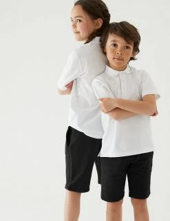 M&S Collection 2pk Unisex Sport School Shorts (2-16 Yrs) -SCHOOL UNIFORM Sales SD 04 T76 2400 Y0 X EC 0