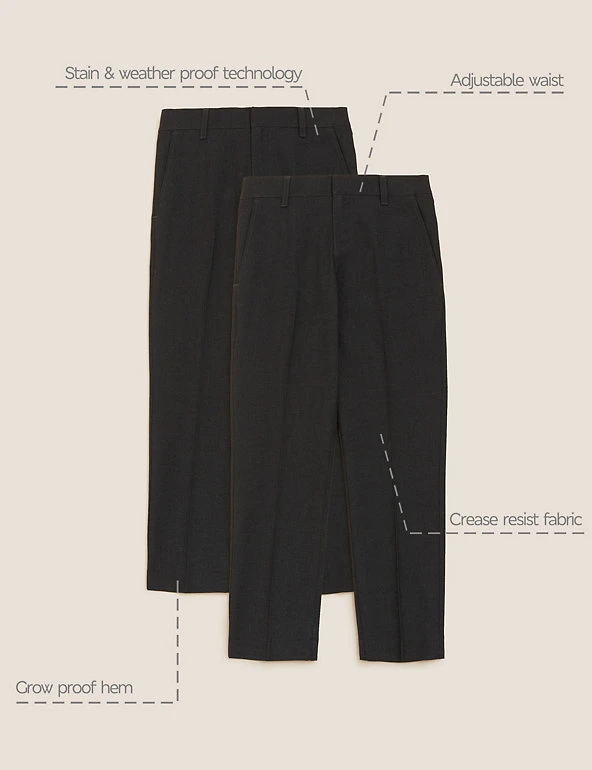 M&S Collection Boys' 2pk Skinny Leg School Trousers (2-18 Yrs) 9 M&S Collection Boys' 2pk Skinny Leg School Trousers (2-18 Yrs) - Image 7