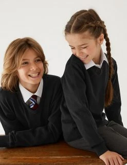M&S Collection Jumpers 2pk Unisex Pure Cotton School Jumper (3-18 Yrs)
