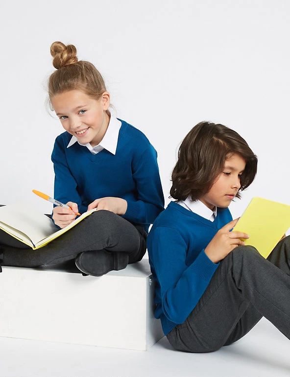 M&S Collection Jumpers Unisex Cotton Rich School Jumper (3-16 Yrs) 3 M&S Collection Jumpers Unisex Cotton Rich School Jumper (3-16 Yrs)