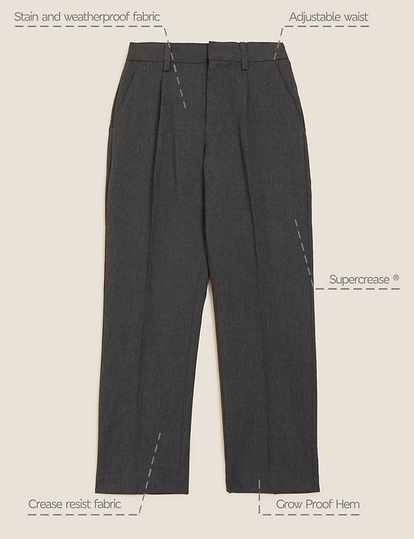 Boys' Regular Leg Plus Fit School Trousers (2-18 Yrs) 4 Boys' Regular Leg Plus Fit School Trousers (2-18 Yrs) - Image 2