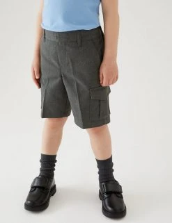 2pk Boys' Plus Fit Cargo School Shorts (4-14 Yrs) -SCHOOL UNIFORM Sales SD 04 T76 4953P T0 X EC 1