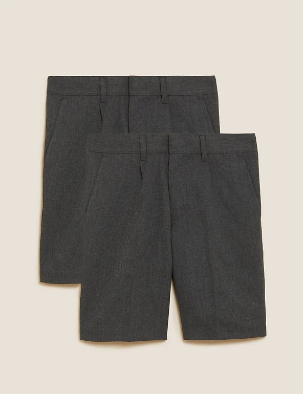 M&S Collection School 2pk Boys' Regular Leg Shorts (2-14 Yrs) 4 M&S Collection School 2pk Boys' Regular Leg Shorts (2-14 Yrs) - Image 2