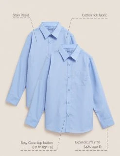 M&S Collection 2pk Boys' Non-Iron School Shirts (2-18 Yrs) 21 M&S Collection 2pk Boys' Non-Iron School Shirts (2-18 Yrs) -SCHOOL UNIFORM Sales SD 04 T76 5768 E0 X EC 90