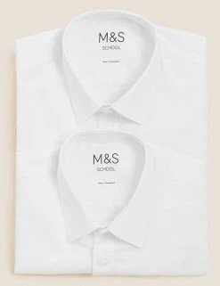 M&S Collection 2pk Boys' Non-Iron School Shirts (2-18 Yrs) 19 M&S Collection 2pk Boys' Non-Iron School Shirts (2-18 Yrs) -SCHOOL UNIFORM Sales SD 04 T76 5768 Z0 X EC 7