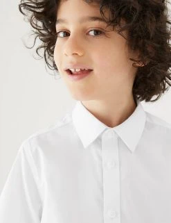 M&S Collection 3pk Boys' Plus Fit Easy Iron School Shirts (4-18 Yrs) -SCHOOL UNIFORM Sales SD 04 T76 5812P Z0 X EC 1