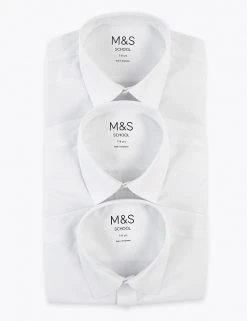 M&S Collection 3pk Boys' Plus Fit Easy Iron School Shirts (4-18 Yrs) -SCHOOL UNIFORM Sales SD 04 T76 5812P Z0 X EC 9