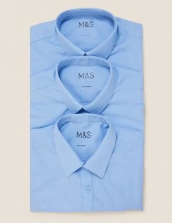 M&S Collection 3pk Boys' Slim Easy Iron School Shirts (2-16 Yrs) -SCHOOL UNIFORM Sales SD 04 T76 5813 E0 X EC 7