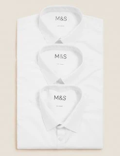 M&S Collection 3pk Boys' Slim Easy Iron School Shirts (2-16 Yrs) -SCHOOL UNIFORM Sales SD 04 T76 5813 Z0 X EC 7