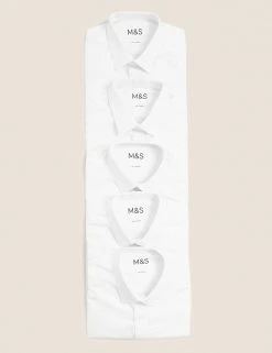 M&S Collection Boys' 5pk Regular Fit Easy To Iron School Shirts (2-18 Yrs) -SCHOOL UNIFORM Sales SD 04 T76 5814 Z0 X EC 7