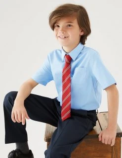 M&S Collection 2pk Boys' Non-Iron School Shirts (2-18 Yrs) -SCHOOL UNIFORM Sales SD 04 T76 5871 E0 X EC 0
